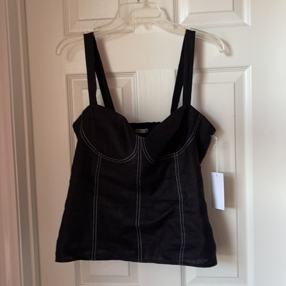 Reformation corset look top with contrast stitching NWT